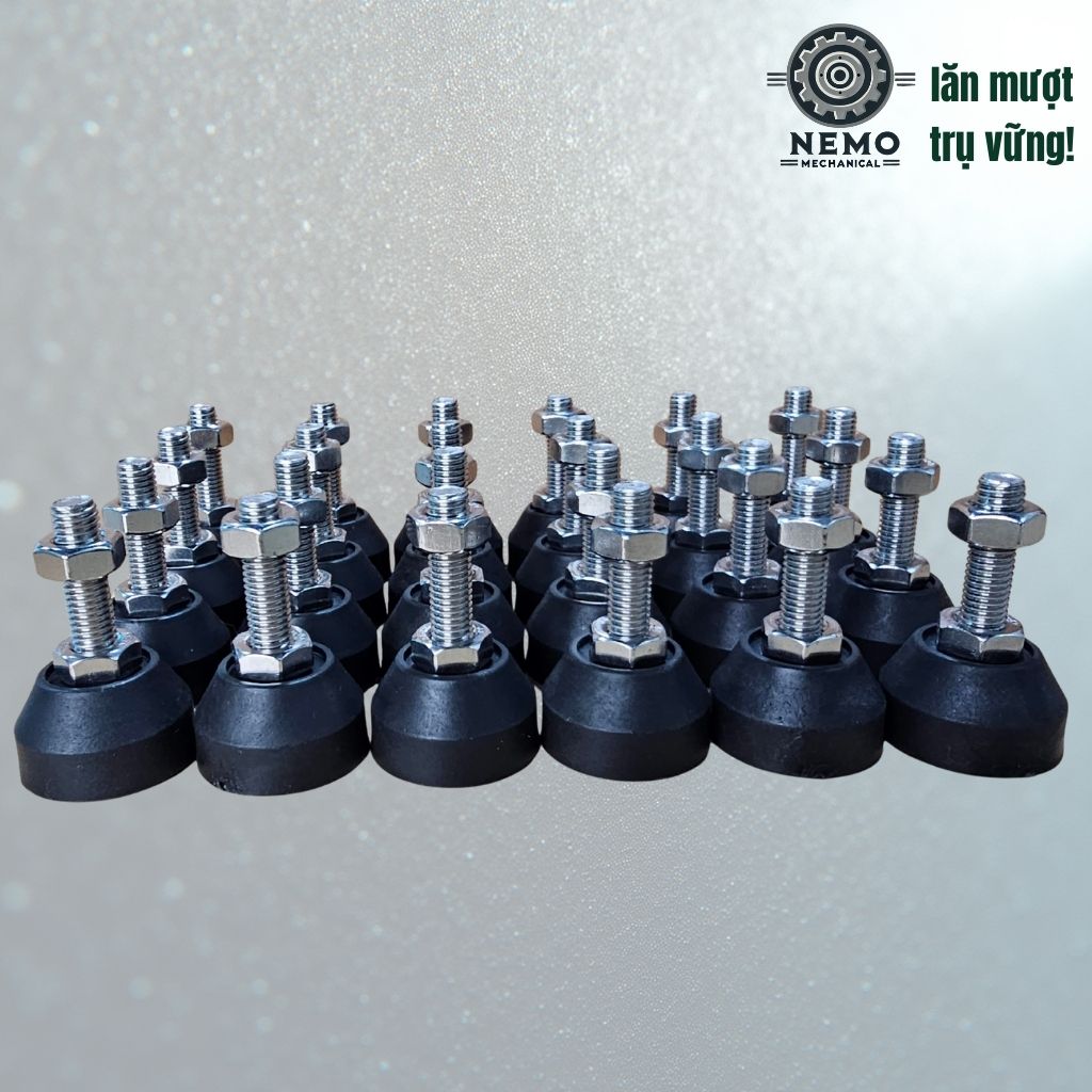 Chân Tăng Chỉnh Đế Nhựa Cứng – Giải Pháp Cân Bằng & Chống Rung (M10, M12, M16)